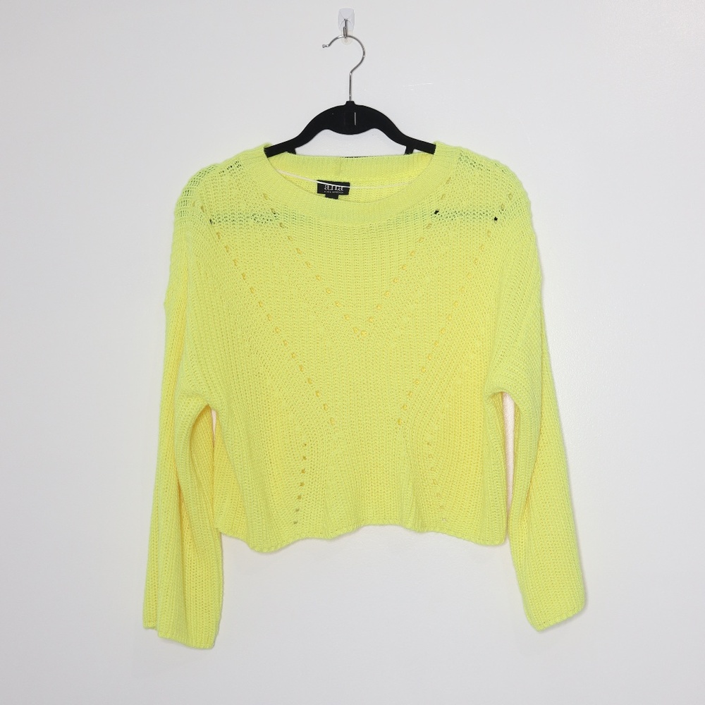 a.n.a Neon Yellow Crop Knit Sweater Top XS